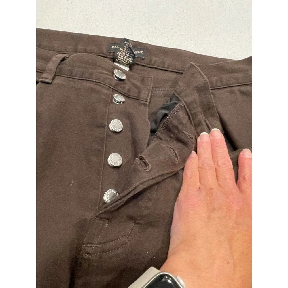Banana Republic Mens Stretch Jeans 31R Brown Button Fly Straight 29